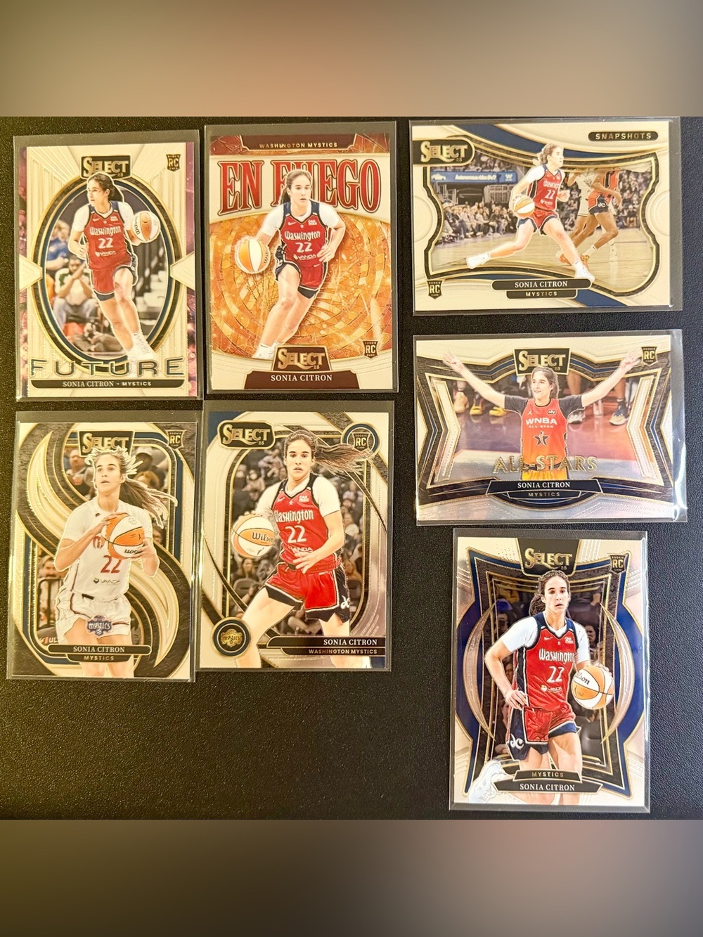 7x 2025 Panini Select WNBA Sonia Citron RC/Rookie SP Mystics Base Premier Set